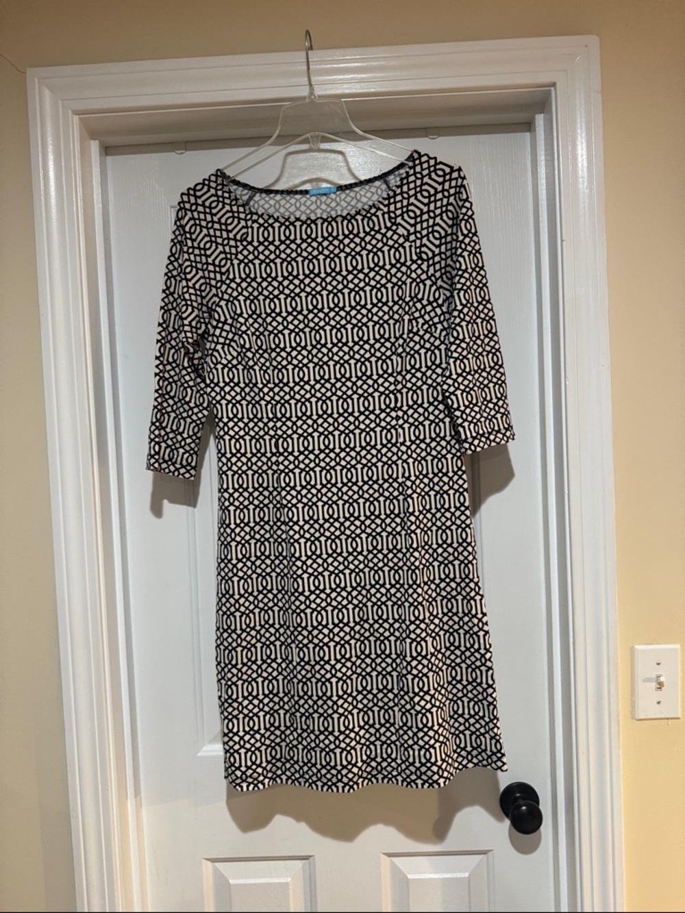 J. McLaughlin Black and White Geometric Midi Dress